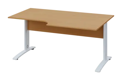 CRK 28 - 184 stůl kancelářský, rohový, pravý, kovová podnož bílá, deska 25 mm, široký 1800 mm, buk r